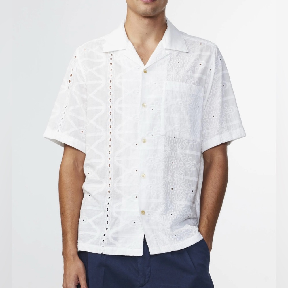 NN07 Julio Eyelet Embroidered Shirt In White Size XL New - Picture 4 of 10